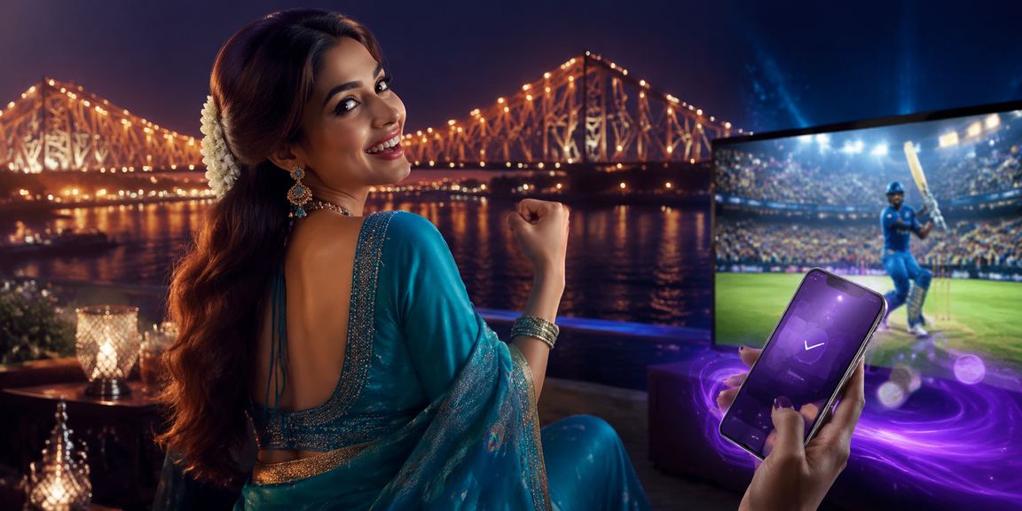 Night view of Kolkata Howrah Bridge in festival lights